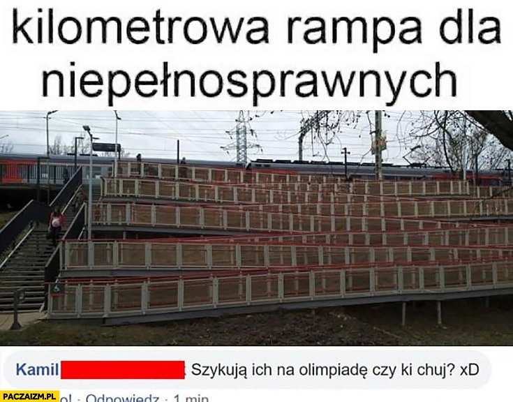 
    Kilometrowa rampa dla niepełnosprawnych szykują ich na olimpiadę czy kij