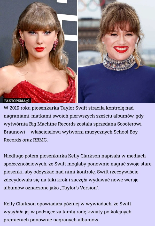 
    W 2019 roku piosenkarka Taylor Swift straciła kontrolę nad nagraniami-matkami...