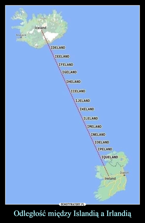 
    Odległość między Islandią a Irlandią