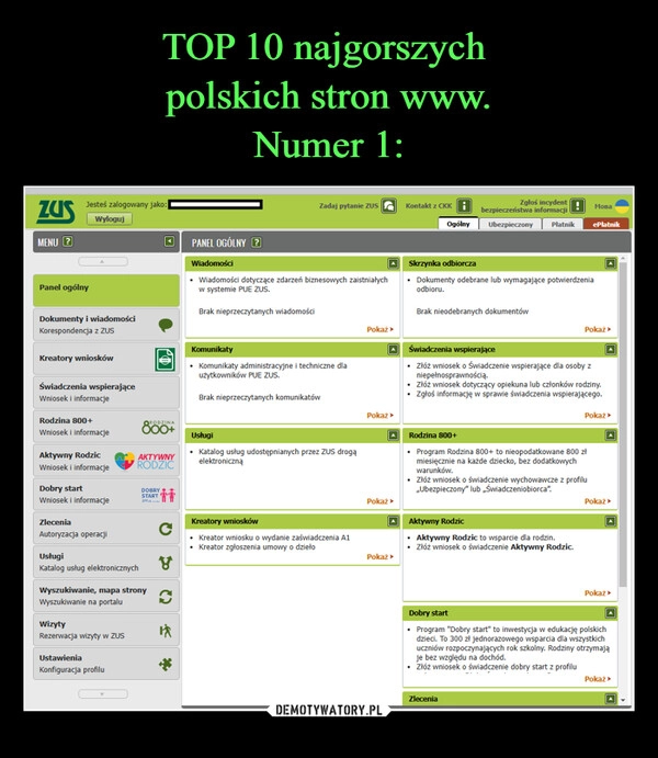 
    TOP 10 najgorszych 
polskich stron www.
Numer 1: