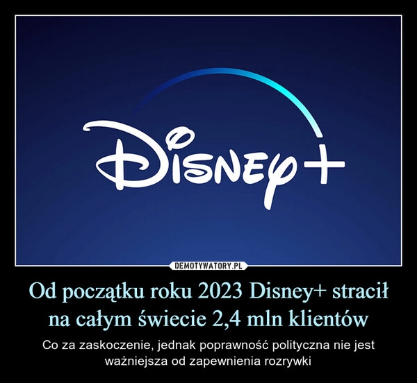 
    Od początku roku 2023 Disney+ stracił na całym świecie 2,4 mln klientów