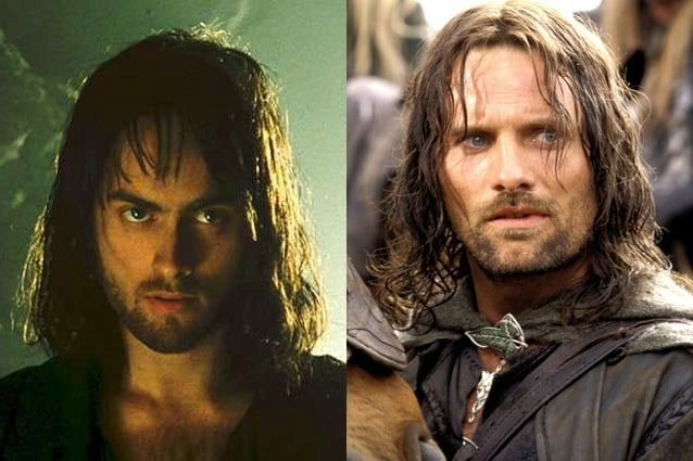 
    Stuart Townsend (27) was in his second day of filming The Lord of the Rings when director Peter Jackson replaced him with Viggo Mortensen (41).