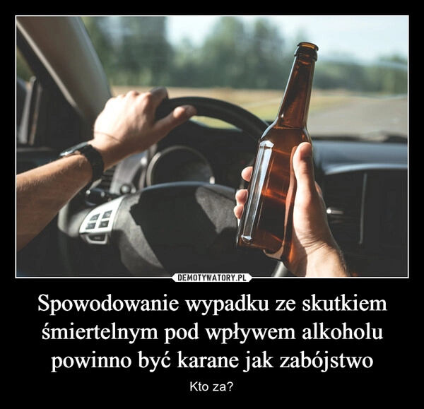 
    Spowodowanie wypadku ze skutkiem śmiertelnym pod wpływem alkoholu powinno być karane jak zabójstwo