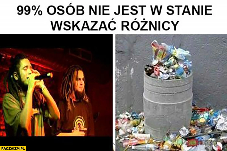 
    99% procent osób nie jest w stanie wskazać różnicy polskie Reggae śmieci śmietnik