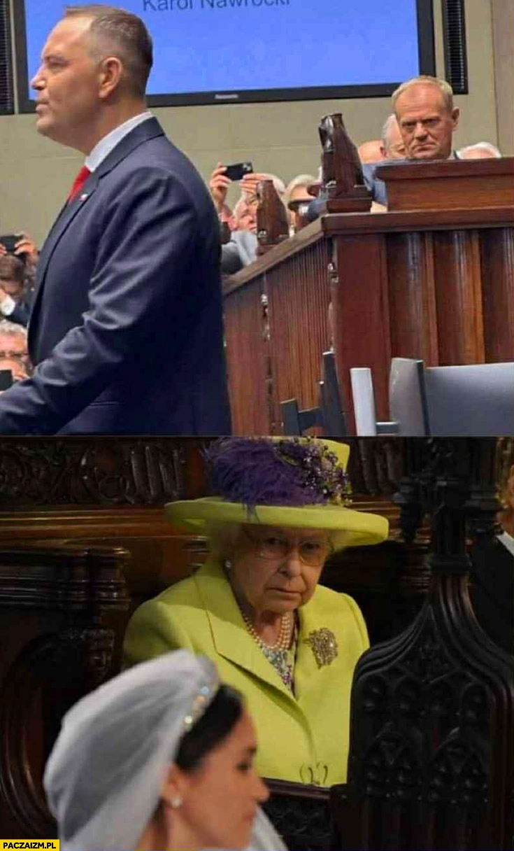 
    Tusk patrzy na Nawrockiego jak królowa Elżbieta na Meghan Markle
