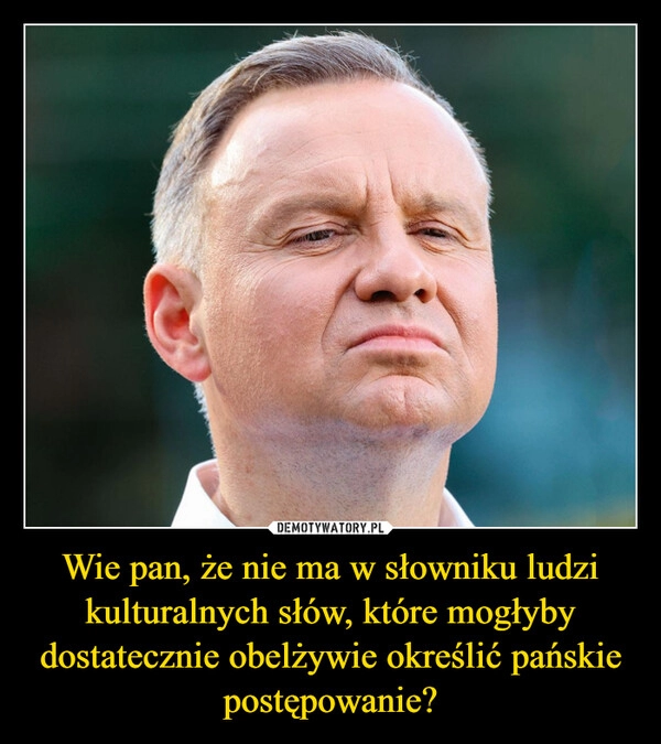 
    Wie pan, że nie ma w słowniku ludzi kulturalnych słów, które mogłyby dostatecznie obelżywie określić pańskie postępowanie?