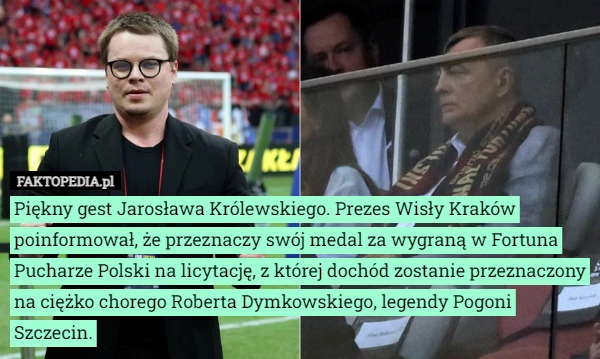 
    Piękny gest Jarosława Królewskiego. Prezes Wisły Kraków poinformował, że