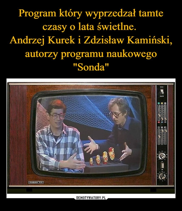 
    Program który wyprzedzał tamte czasy o lata świetlne. 
Andrzej Kurek i Zdzisław Kamiński, autorzy programu naukowego "Sonda"