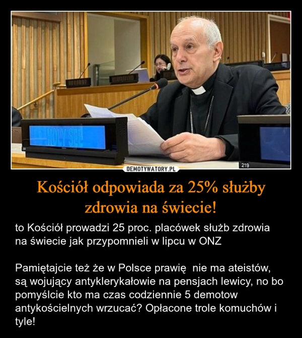 
    Kościół odpowiada za 25% służby zdrowia na świecie!