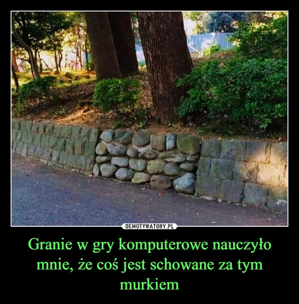 
    Granie w gry komputerowe nauczyło mnie, że coś jest schowane za tym murkiem
