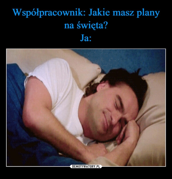 
    Współpracownik: Jakie masz plany na święta?
Ja: