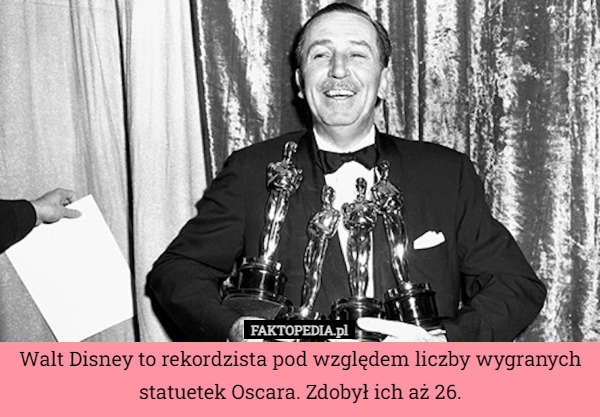 
    Walt Disney to rekordzista pod względem liczby wygranych statuetek Oscara.