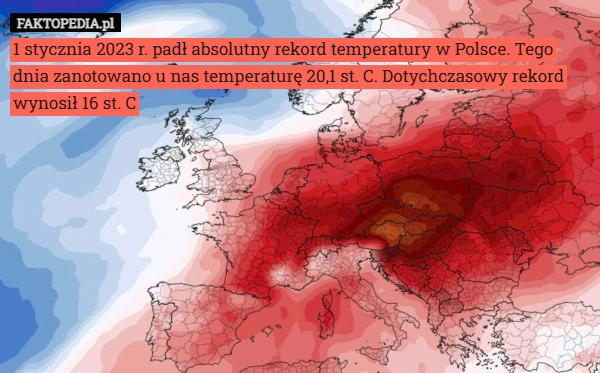 
    1 stycznia 2023 r. padł absolutny rekord temperatury w Polsce. Tego dnia