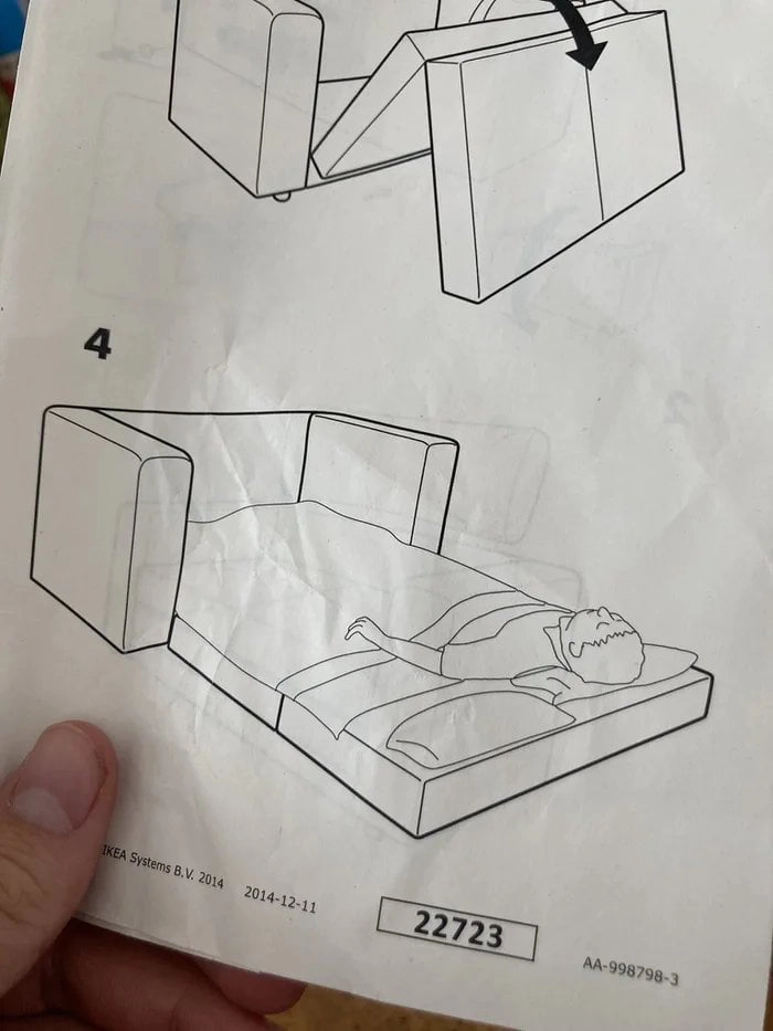 
    What kind of savage sleeps on a pull out couch like this?