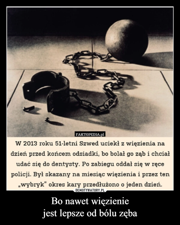 
    Bo nawet więzienie
jest lepsze od bólu zęba