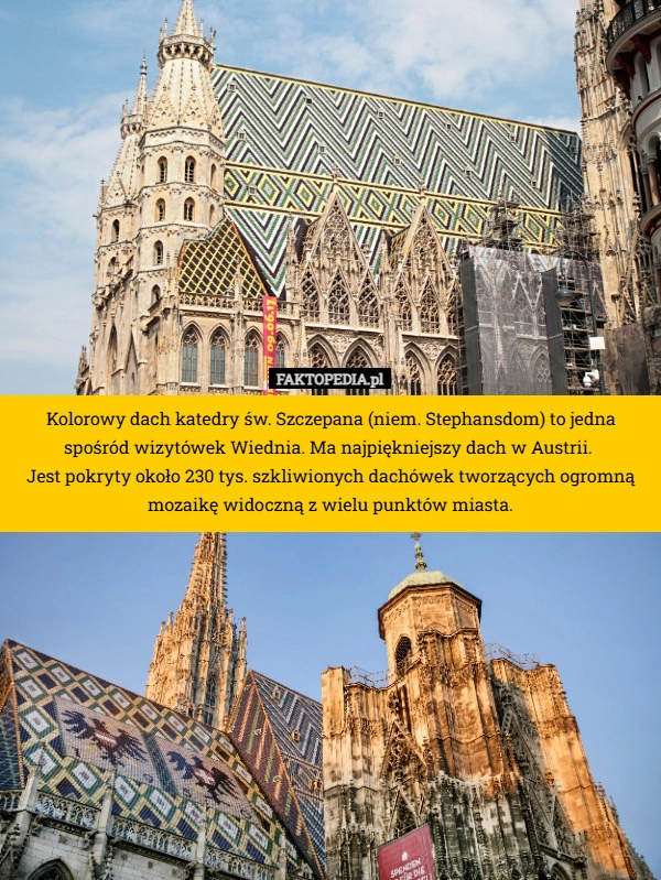 Kolorowy dach katedry św. Szczepana (niem. Stephansdom) to jedna spośród
