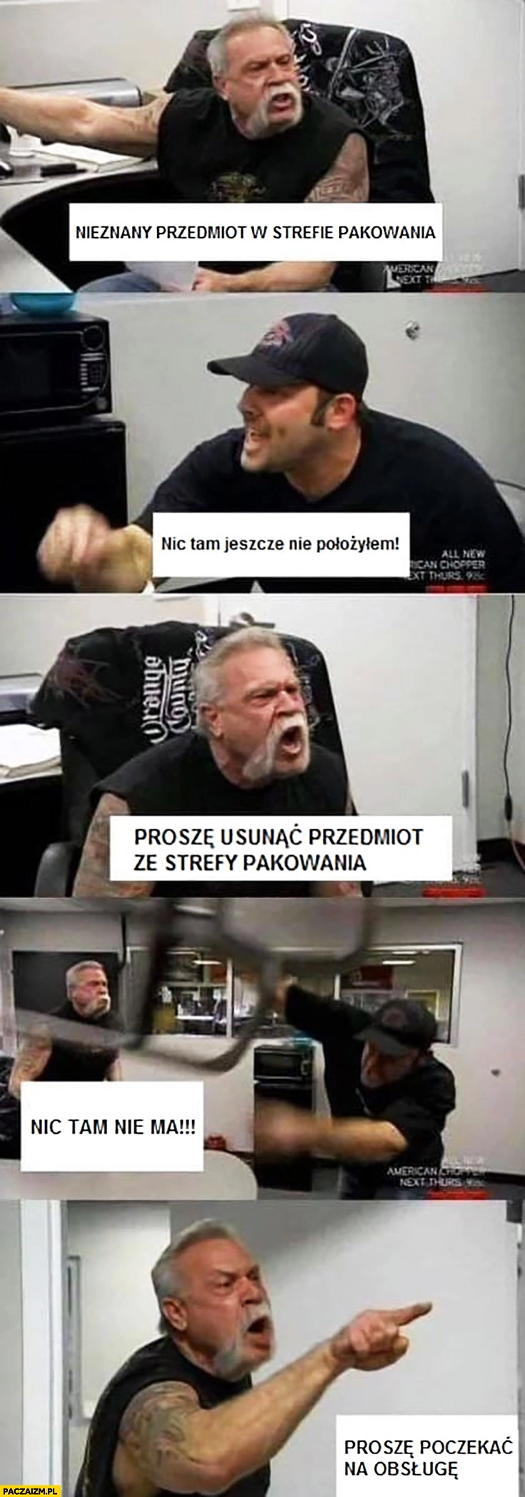 
    Zakupy kasa automatyczna nieznany przedmiot w strefie pakowania, nic tam jeszcze nie położyłem, proszę usunąć przedmiot ze strefy pakowania, nic tam nie ma, proszę czekać na obsługę