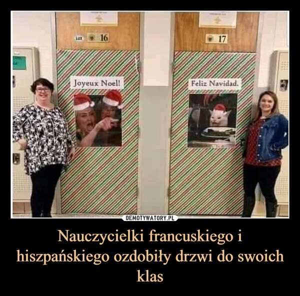 
    Nauczycielki francuskiego i hiszpańskiego ozdobiły drzwi do swoich klas