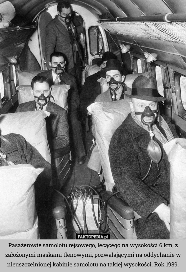 
    Pasażerowie samolotu rejsowego, lecącego na wysokości 6 km, z założonymi...