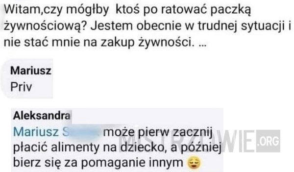 
    Paczka żywnościowa