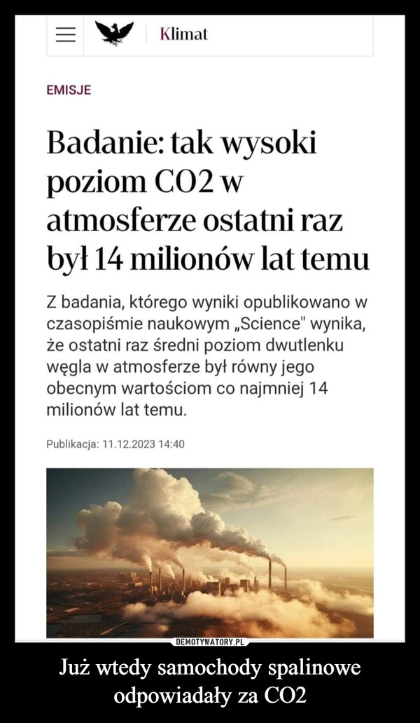 
    Już wtedy samochody spalinowe odpowiadały za CO2