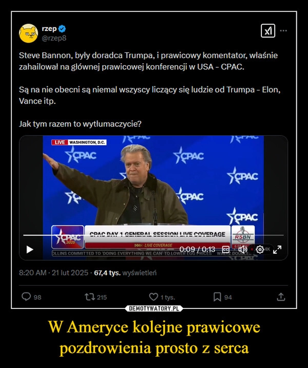 
    W Ameryce kolejne prawicowe pozdrowienia prosto z serca