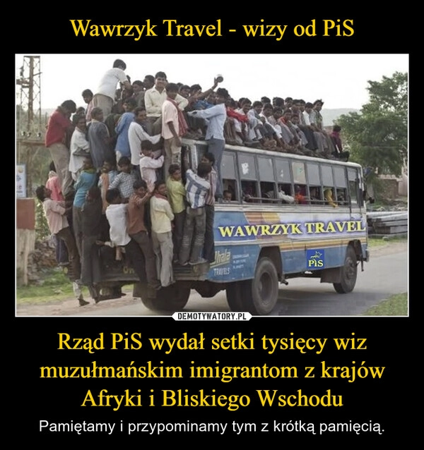 
    Wawrzyk Travel - wizy od PiS Rząd PiS wydał setki tysięcy wiz muzułmańskim imigrantom z krajów Afryki i Bliskiego Wschodu