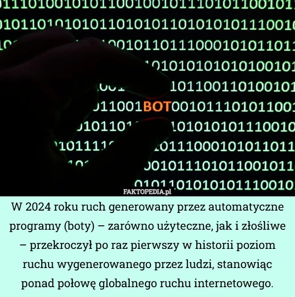 W 2024 roku ruch generowany przez automatyczne programy (boty) – zarówno...