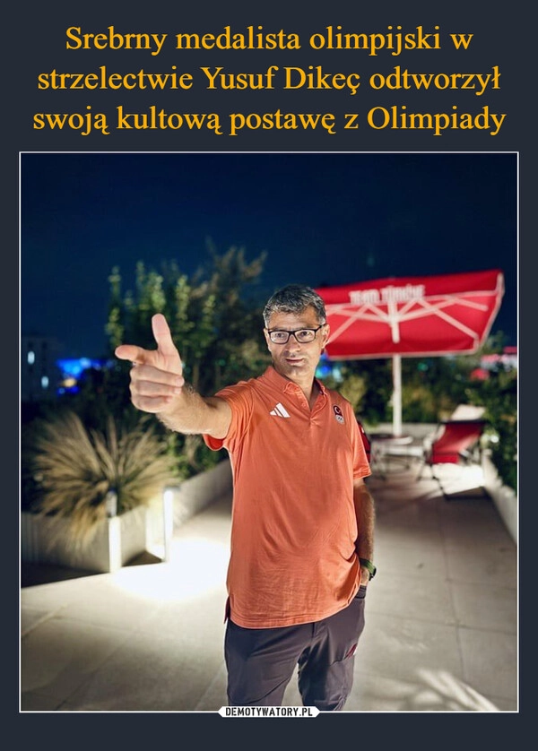 
    Srebrny medalista olimpijski w strzelectwie Yusuf Dikeç odtworzył swoją kultową postawę z Olimpiady