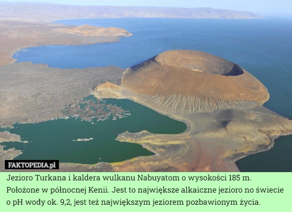 
    Jezioro Turkana i kaldera wulkanu Nabuyatom o wysokości 185 m. Położone