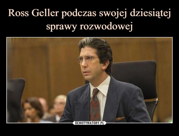 
    Ross Geller podczas swojej dziesiątej sprawy rozwodowej