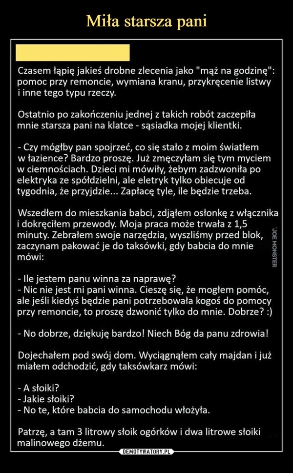 
    Miła starsza pani