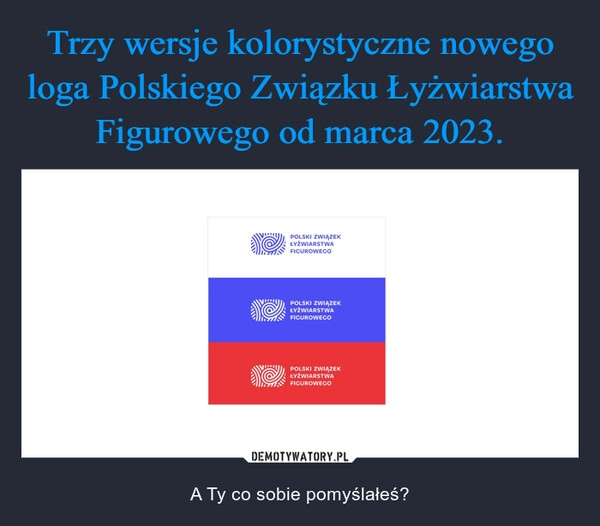 
    Trzy wersje kolorystyczne nowego loga Polskiego Związku Łyżwiarstwa Figurowego od marca 2023.