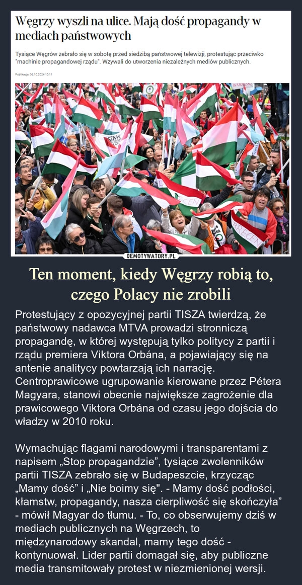 
    Ten moment, kiedy Węgrzy robią to, czego Polacy nie zrobili