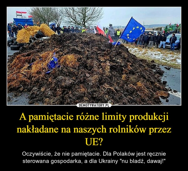 
    A pamiętacie różne limity produkcji nakładane na naszych rolników przez UE?