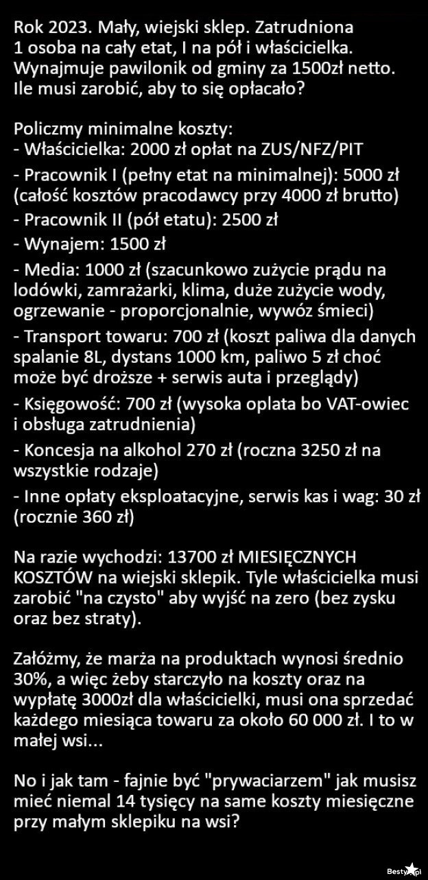 
    Ile kosztuje utrzymanie małego sklepiku? 