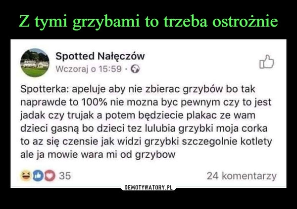 
    Z tymi grzybami to trzeba ostrożnie