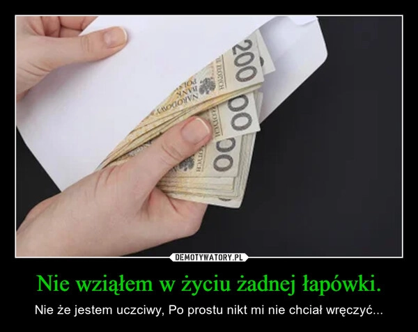 
    Nie wziąłem w życiu żadnej łapówki.