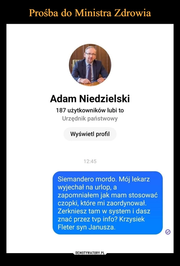 
    Prośba do Ministra Zdrowia