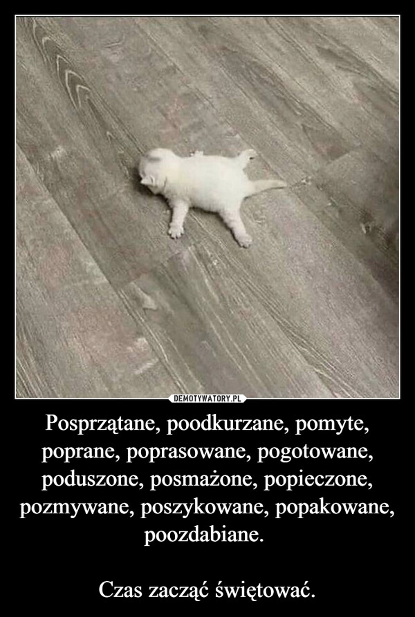 
    Posprzątane, poodkurzane, pomyte, poprane, poprasowane, pogotowane, poduszone, posmażone, popieczone, pozmywane, poszykowane, popakowane, poozdabiane. 

Czas zacząć świętować.