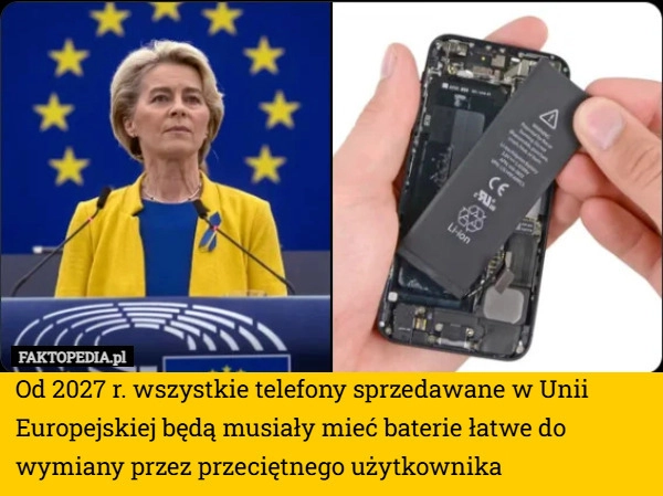 Od 2027 r. wszystkie telefony sprzedawane w Unii Europejskiej będą musiały