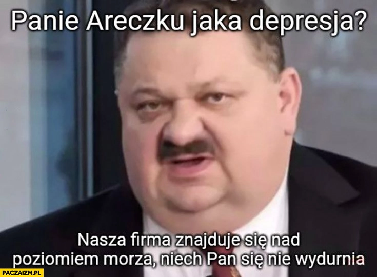 
    Janusz alfa panie Areczku jaka depresja? Nasza firma znajduje się nad poziomem morza, niech pan się nie wydurnia