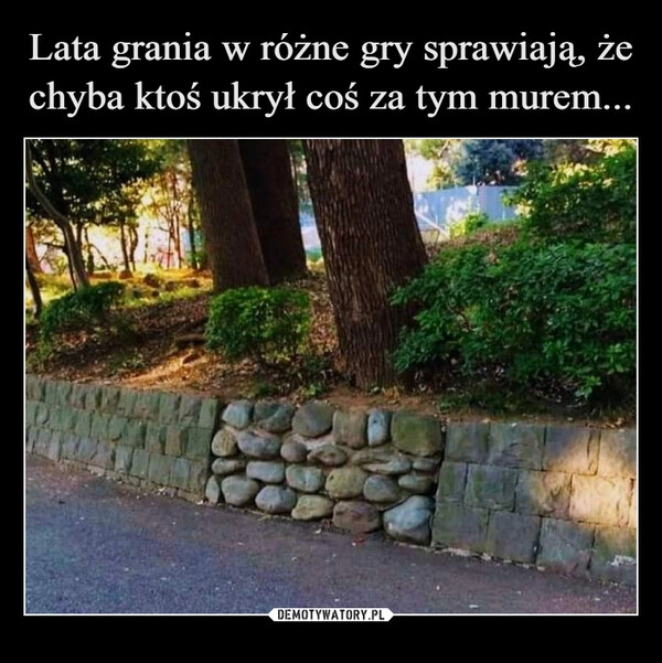 
    Lata grania w różne gry sprawiają, że chyba ktoś ukrył coś za tym murem...