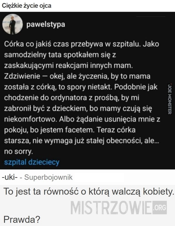 
    Ciężkie życie ojca