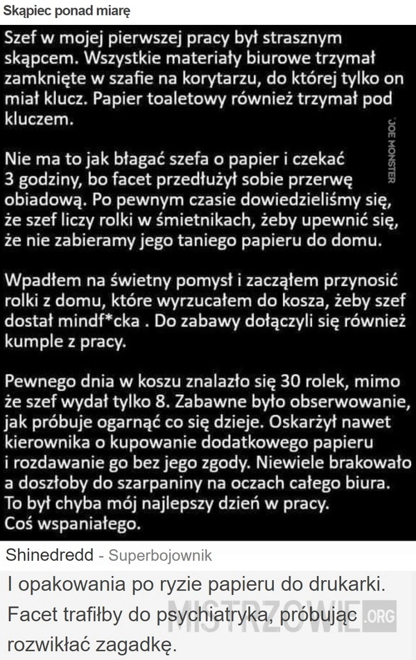 
    Skąpiec ponad miarę