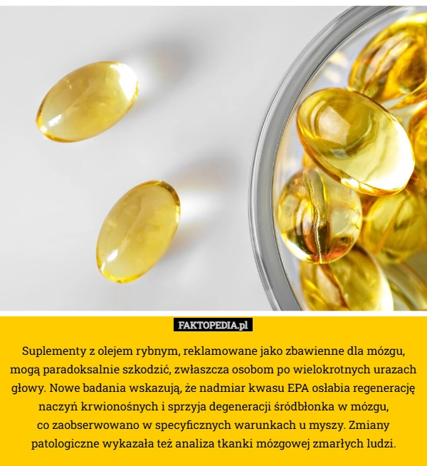 
    Suplementy z olejem rybnym, reklamowane jako zbawienne dla mózgu, mogą paradoksalnie