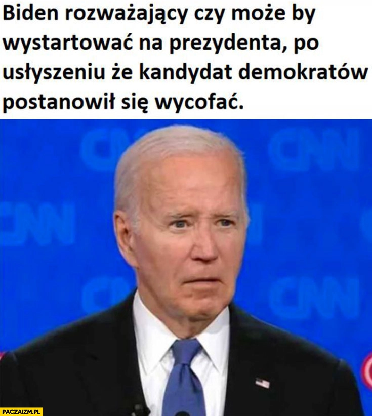 
    Biden rozważający czy może by wystartować na prezydenta po usłyszeniu, że kandydat demokratów postanowił się wycofać