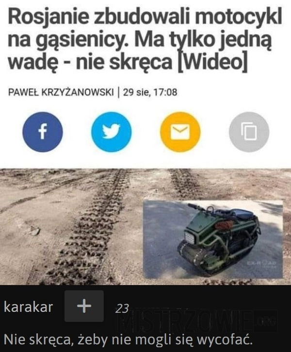 
    Motocykl na gąsienicy