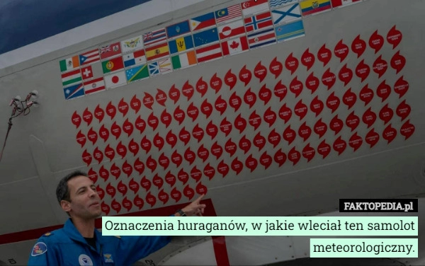 
    Oznaczenia huraganów, w jakie wleciał ten samolot meteorologiczny.