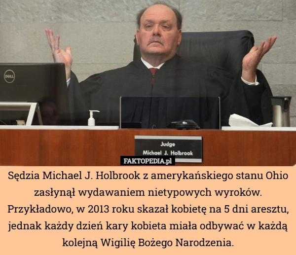 
    Sędzia Michael J. Holbrook z amerykańskiego stanu Ohio zasłynął wydawaniem